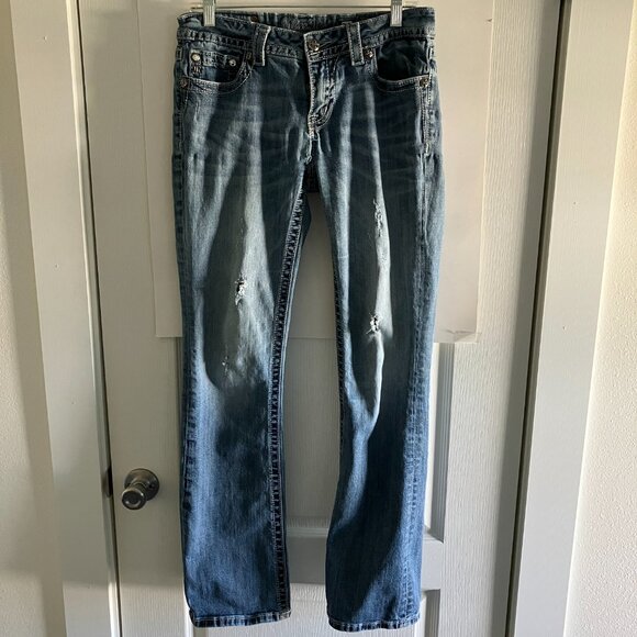 Miss Me Blue Signature Boot Jeans 31" X 32.5" Cotton Denim READ - Picture 2 of 16